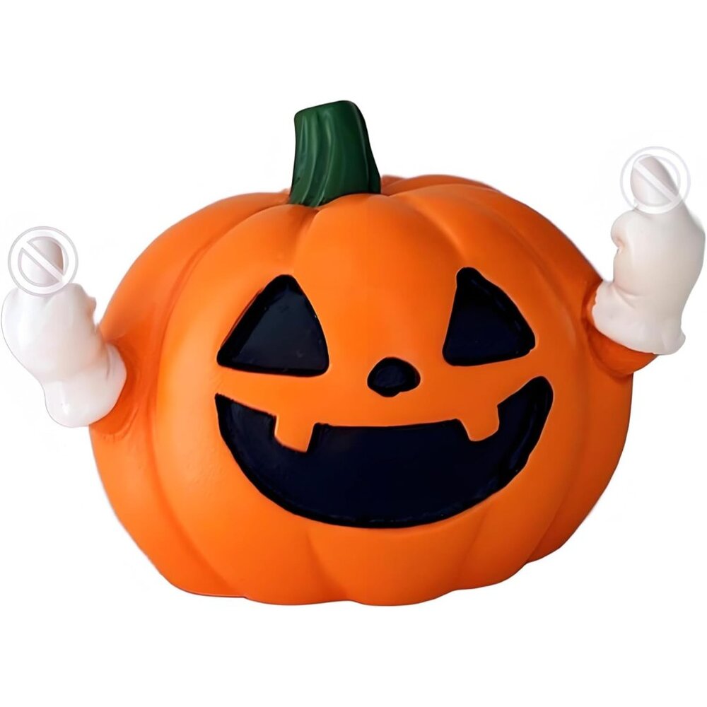 Flipping Off Resin Halloween Pumpkin Statue Decorations for Indoor and Porch